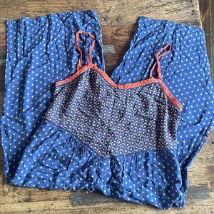 Anthropologie Blue and Red Jumpsuit